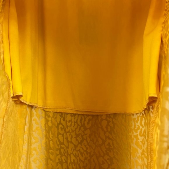 L&B sheer maxi skirt velvet animal print lined long front slits exotic yellow 2X - Picture 5 of 9